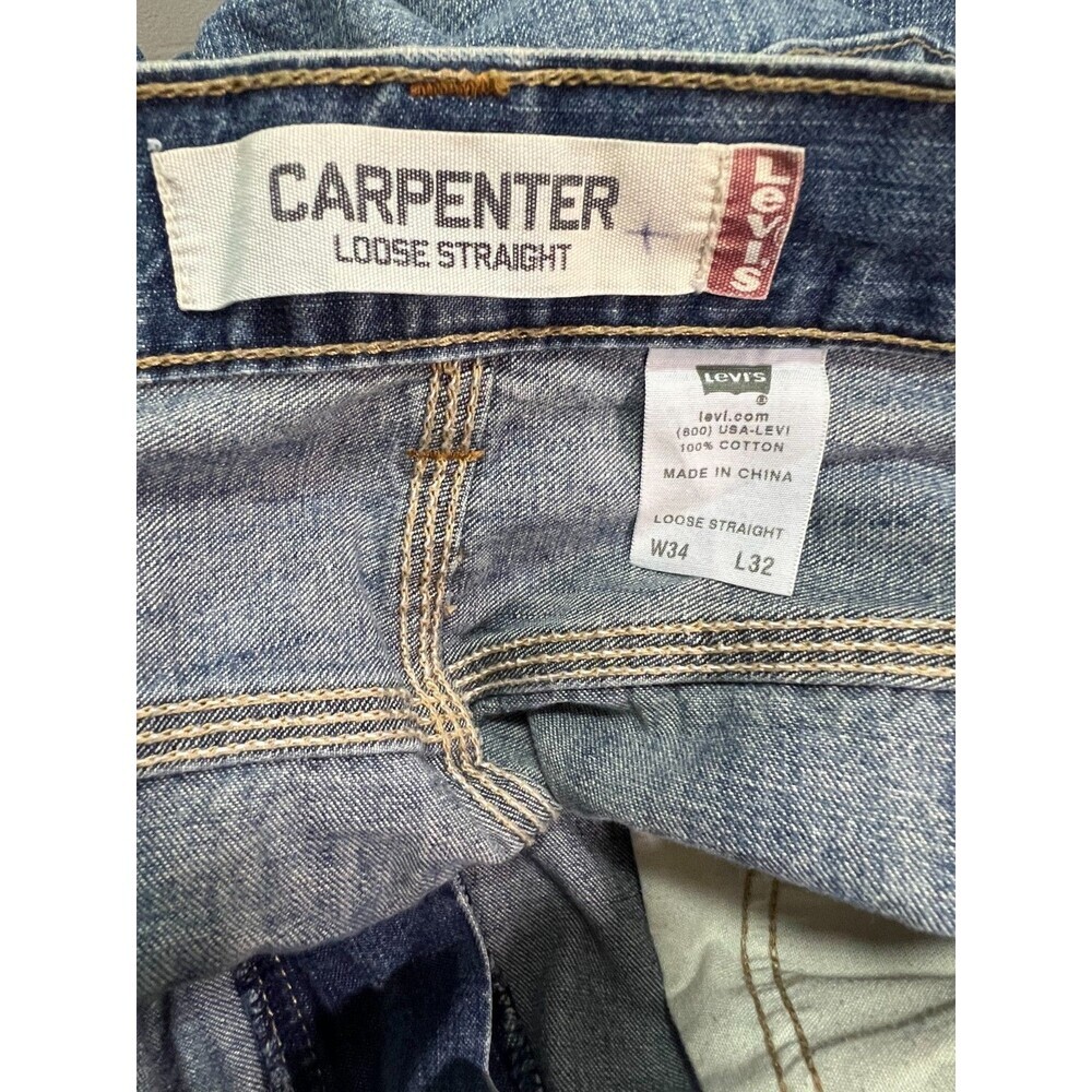 Levis Signature Jeans Mens 34x32 Carpenter Blue Denim Workwear Solid Excellent - Picture 8 of 9